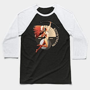 Muckleshoot 1920's Art Deco Indian Moon Pin Up Girl Retro Stand Strong Baseball T-Shirt